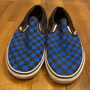 Vans blue/black checkerboard slip is Sz 11